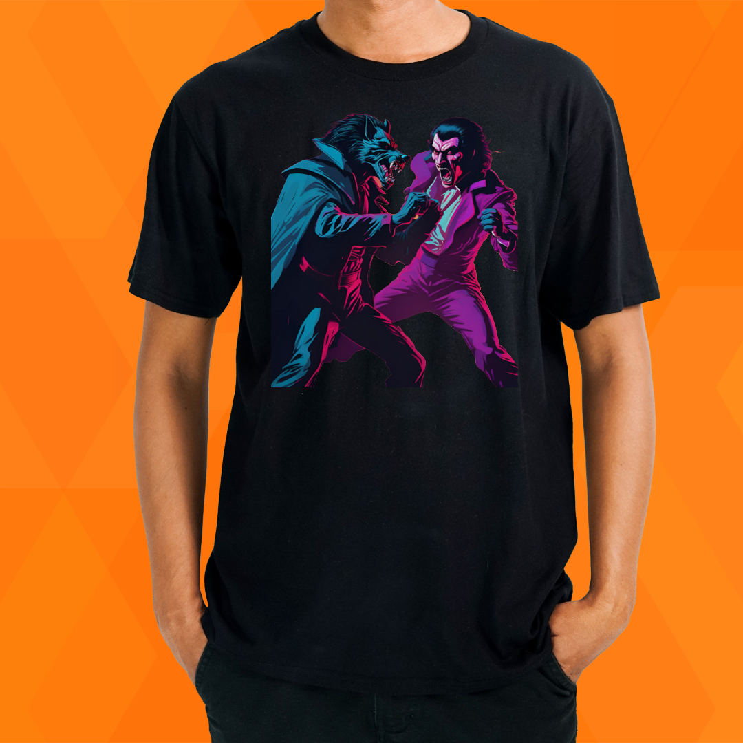 Retro Dracula vs. Werewolf | T-Shirt Unisex