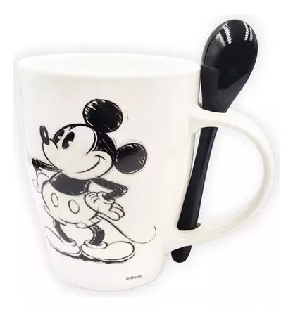 Set Tazas Porcelana Mickey Minnie Mouse Disney Cuchara 310ml