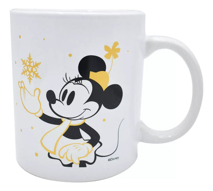 Taza Blanca Fun Kids Disney Navideña Micky & Minnie Mouse Ceramica 480ml