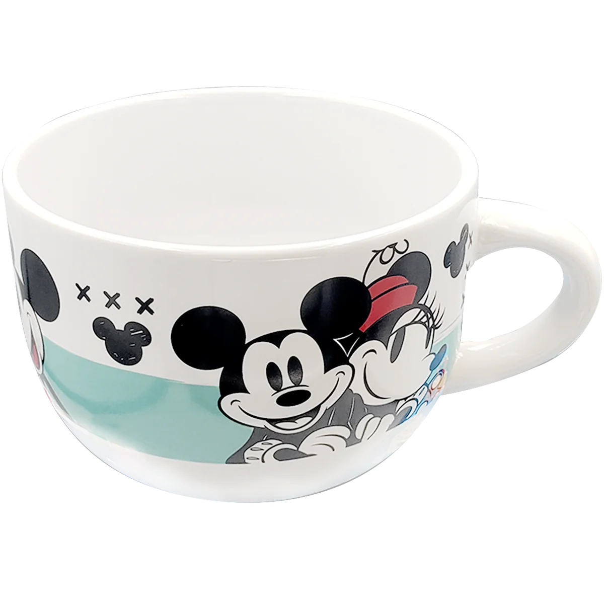 Taza Jumbo Blanca con azul Fun Kids Disney Mickey & Minnie Mouse Ceramica 820ml