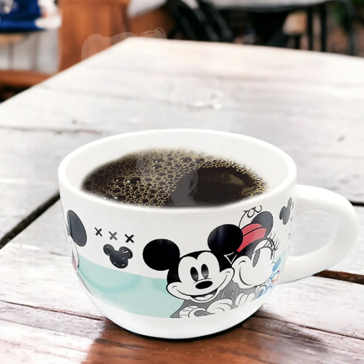 Taza Jumbo Blanca con azul Fun Kids Disney Mickey & Minnie Mouse Ceramica 820ml