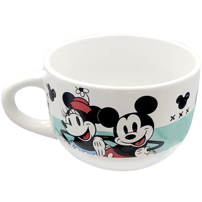 Taza Jumbo Blanca con azul Fun Kids Disney Mickey & Minnie Mouse Ceramica 820ml