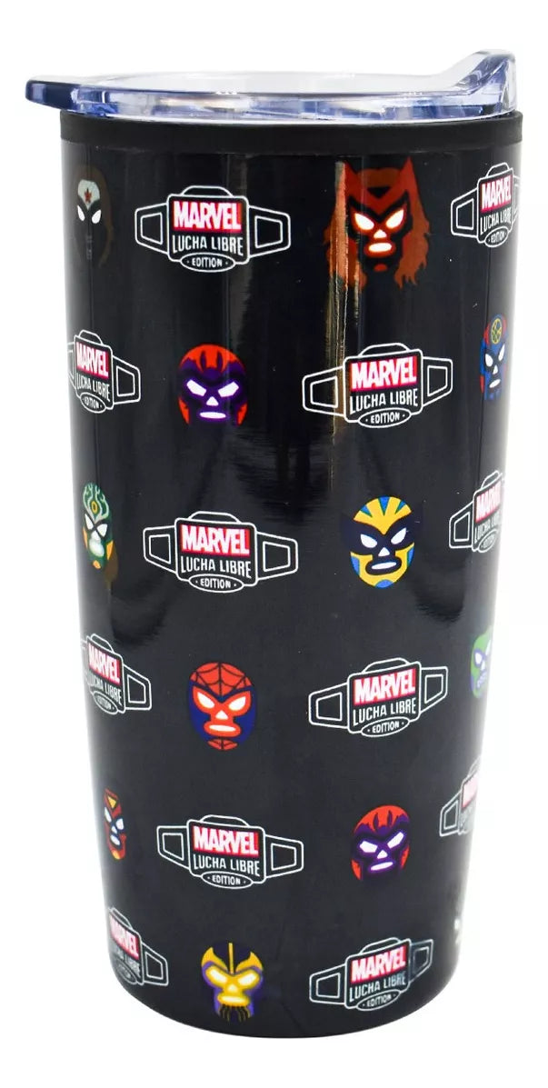 Vaso Termo Alto Termico Doble Pared Negro Fun Kids Disney Marvel Lucha Libre 450ml