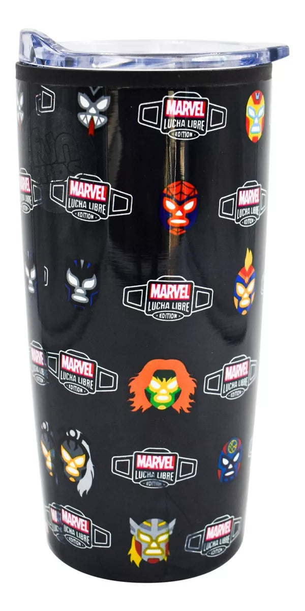 Vaso Termo Alto Termico Doble Pared Negro Fun Kids Disney Marvel Lucha Libre 450ml