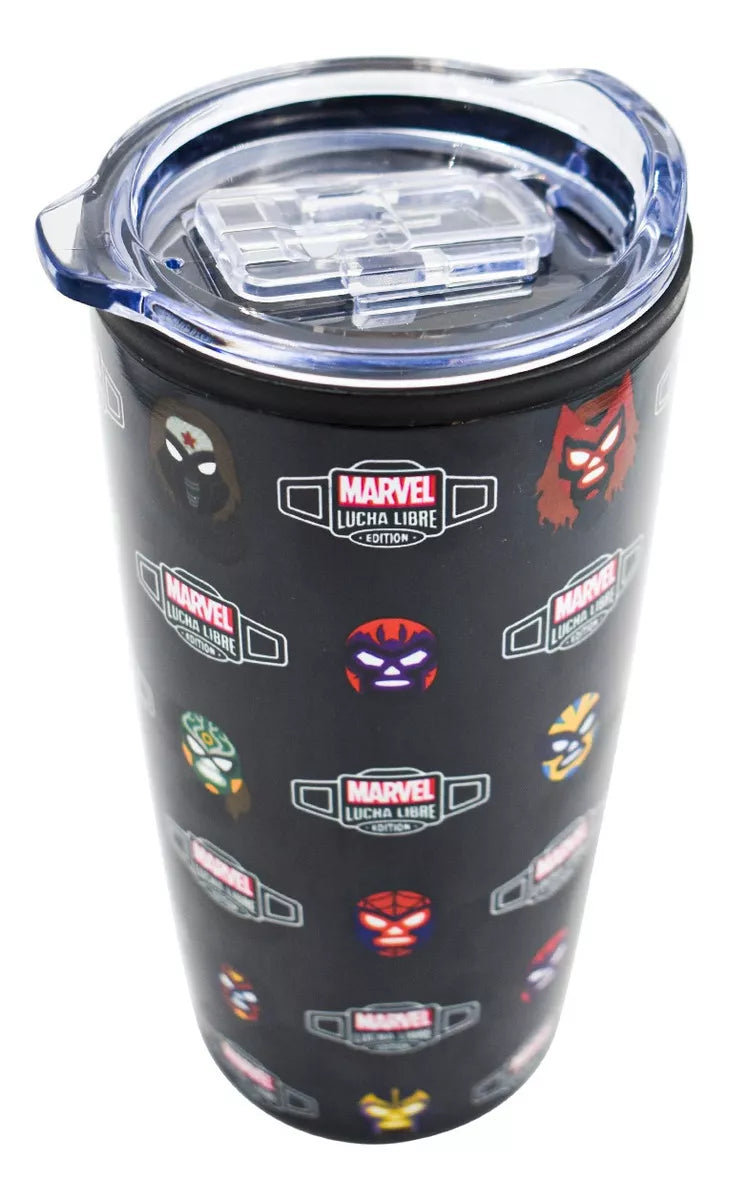 Vaso Termo Alto Termico Doble Pared Negro Fun Kids Disney Marvel Lucha Libre 450ml